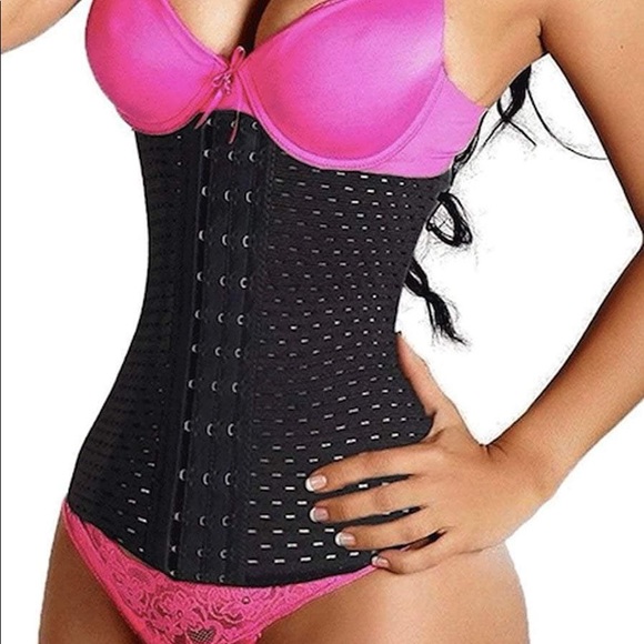 Slimming Waist Trainer Corset with Rows in Black - Picture 1 of 3